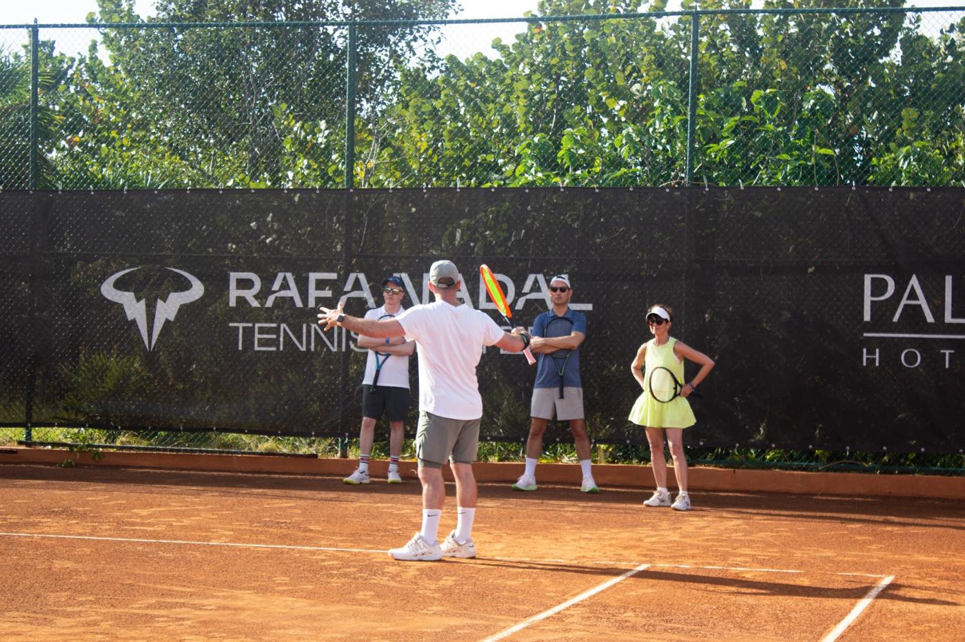Tennis action on the red clay courts